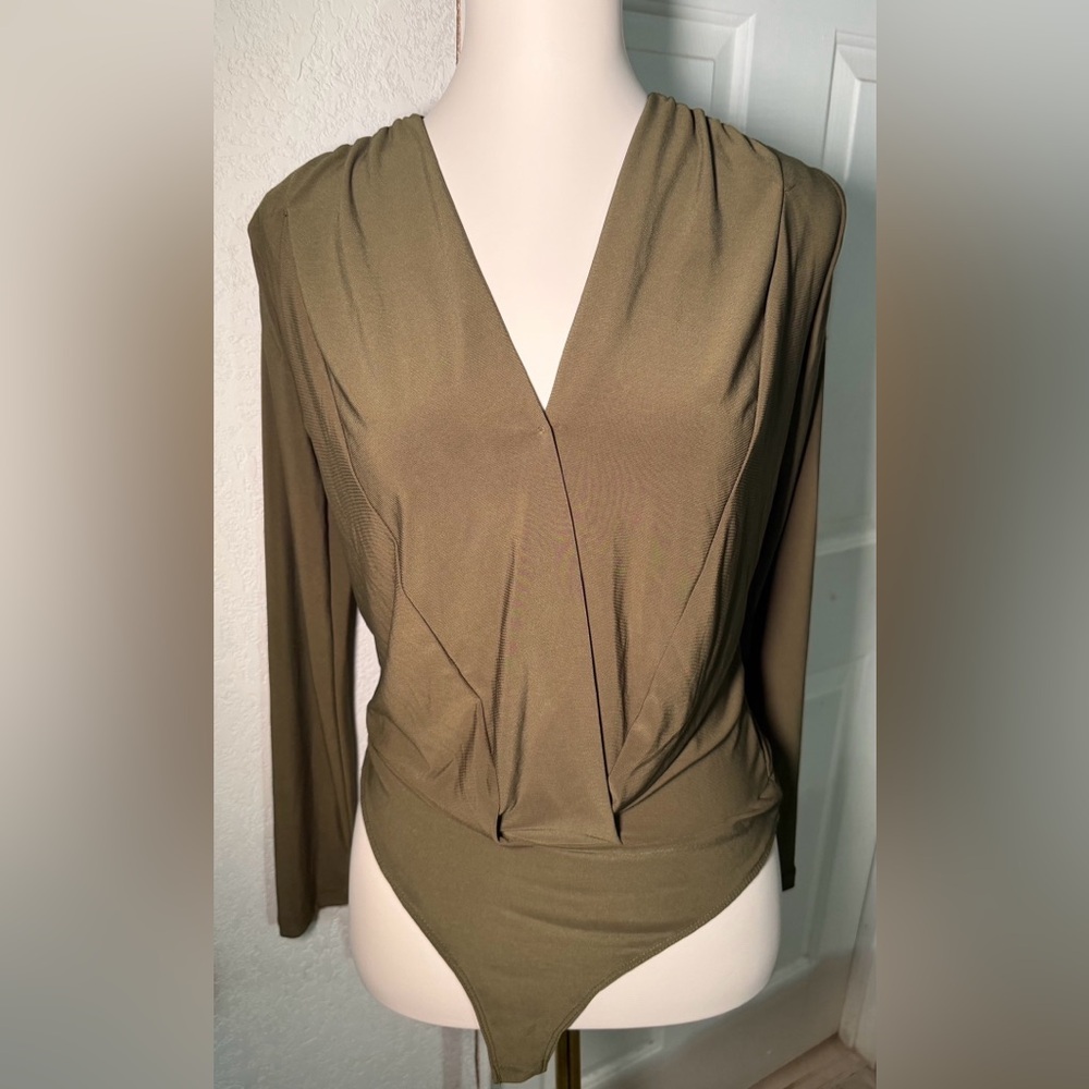 Haute Monde Olive One Piece Bodysuit Solid Women's Size S